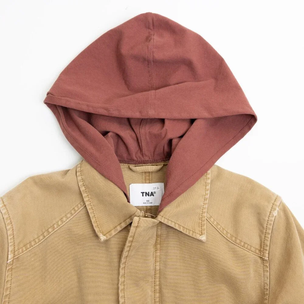 Aritzia TNA Jasper Field Jacket Relaxed Cotton Canvas Vintage Topaz Tan *Altered - Picture 5 of 16